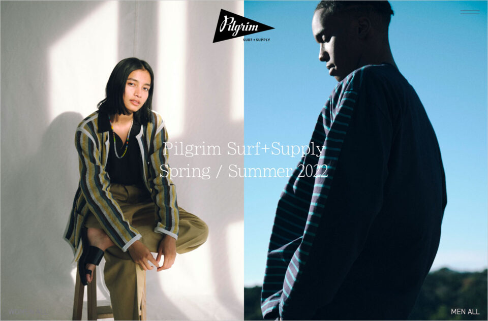 Pilgrim Surf+Supply Spring/Summer 2022 | ピルグリム サーフ+サプライウェブサイトの画面キャプチャ画像