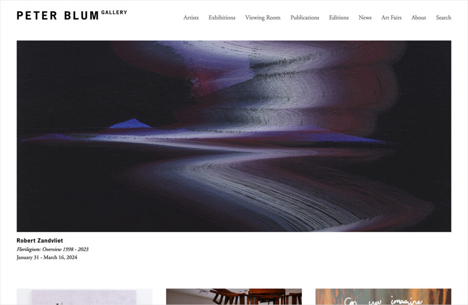 Peter Blum Gallery, New Yorkウェブサイトの画面キャプチャ画像